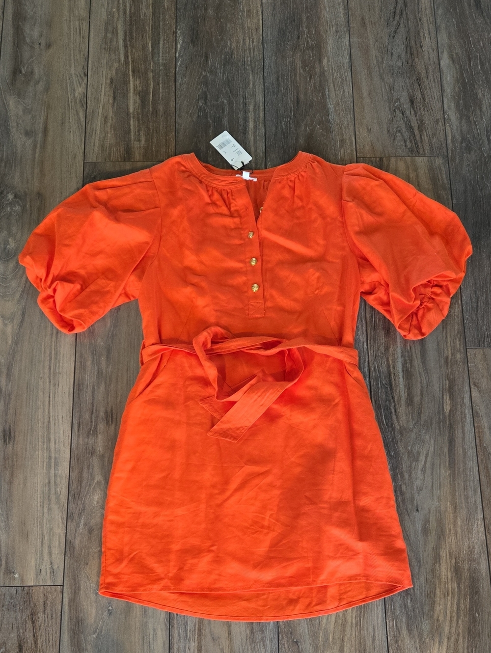 NWT A Loves A By Anthropologie Women Linen Blend Orange Sun Dress With Belt Sz M